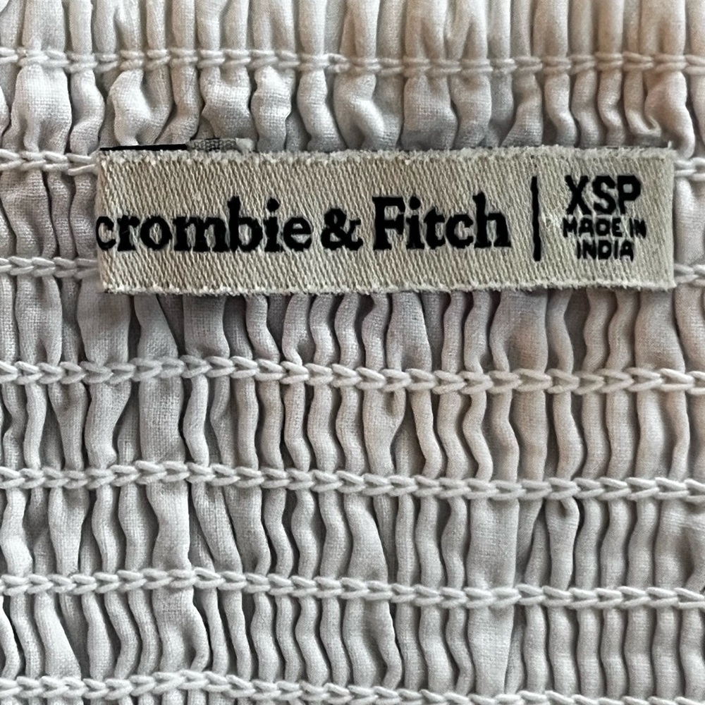 Abercrombie & Fitch Emerson Ruched Puff Sleeve Mini Dress - White - XS Petite - Picture 5 of 9